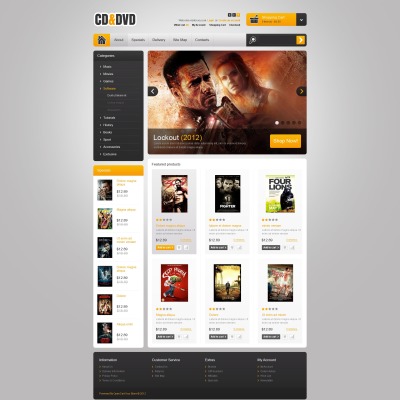 Entertaining CDs & DVDs OpenCart Template